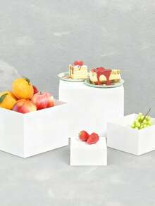 Caja de exhibición elevadora de acrílico blanco, caja de almacenamiento de cosméticos, adecuada para stands de exhibición de bodas y fiestas. - Blanco - Ver 3