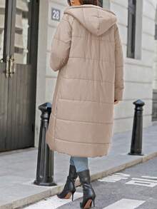 EMERY ROSE Women's Casual Everyday Zip-Up Hooded Jacket - Apricot - View 2