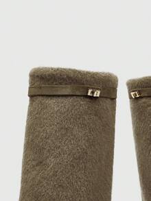 Daringsoles 女式尖头粗跟绒面西部流苏靴，修身高筒靴 - 綠色 - 查看 11