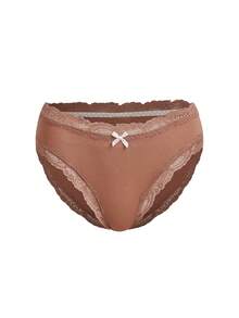 Ocili 5pcs/Pack Chic Autumn Leisure Basic Solid Color Soft Cotton Lace Trim Low Waist Women's Briefs Panties For Women Lace Contrast Lace Women Briefs - Multicolor - View 12
