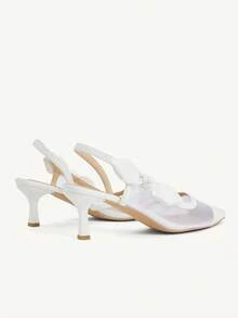 CUCCOO CHICEST 女士尖头网眼蝴蝶结装饰白色时尚高跟鞋 - 白色 - 查看 13