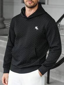 Manfinity CasualCool 男士休闲百搭黑色连帽卫衣，街头服饰，长袖上衣