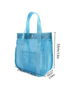 Mesh Beach Tote & Backpack Oversized Carryall For Pool, Towels & Toys, Lightweight Travel Bag (Bag Only) - Blue toilet bag - View 3