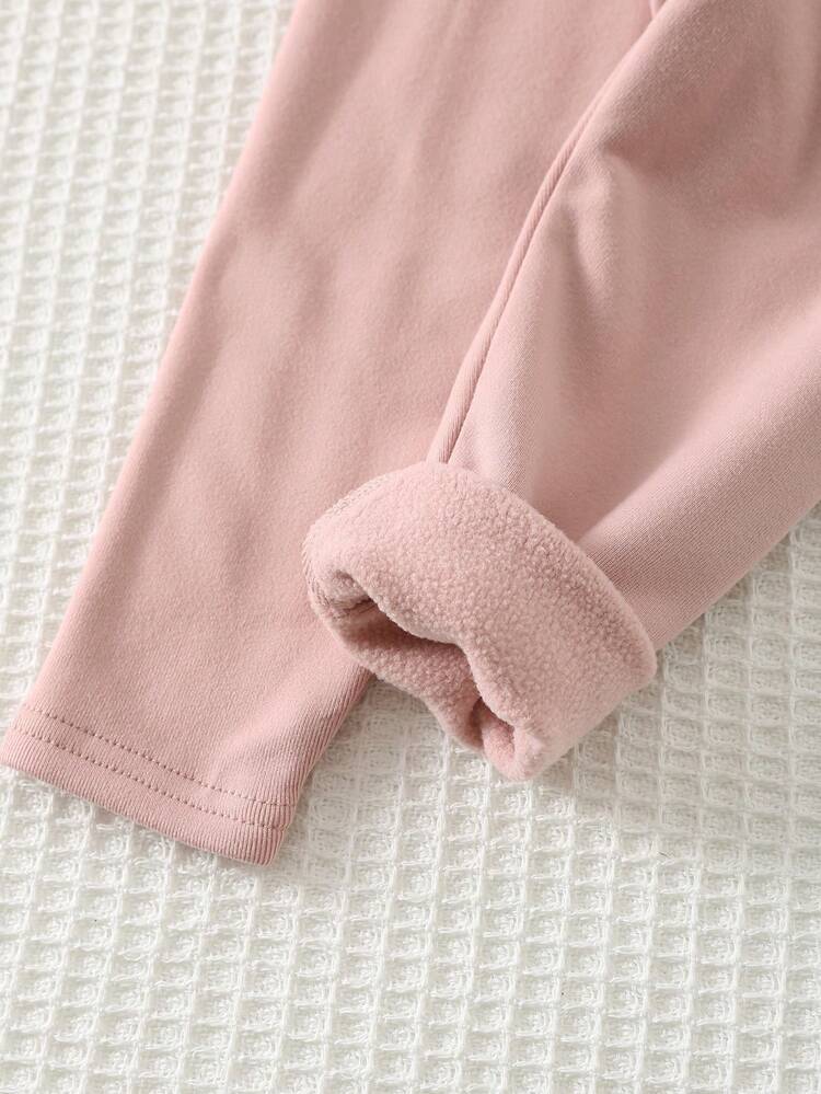 Cozy Pixies 2件套女婴卡通兔子图案圆领长袖卫衣和弹力腰紧身裤，保暖内衬，舒适百搭，休闲可爱，适合室内、室外、休闲、日常穿着、滑雪、返校、运动、玩耍、派对、节日、万圣节、圣诞节、新年、情人节、复活节等多种场合。 - 彩色 - 查看 8