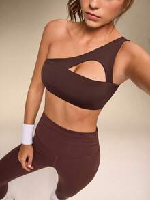 Hanevo 女士休闲运动背心式瑜伽健身文胸 - 咖啡棕 - 查看 6