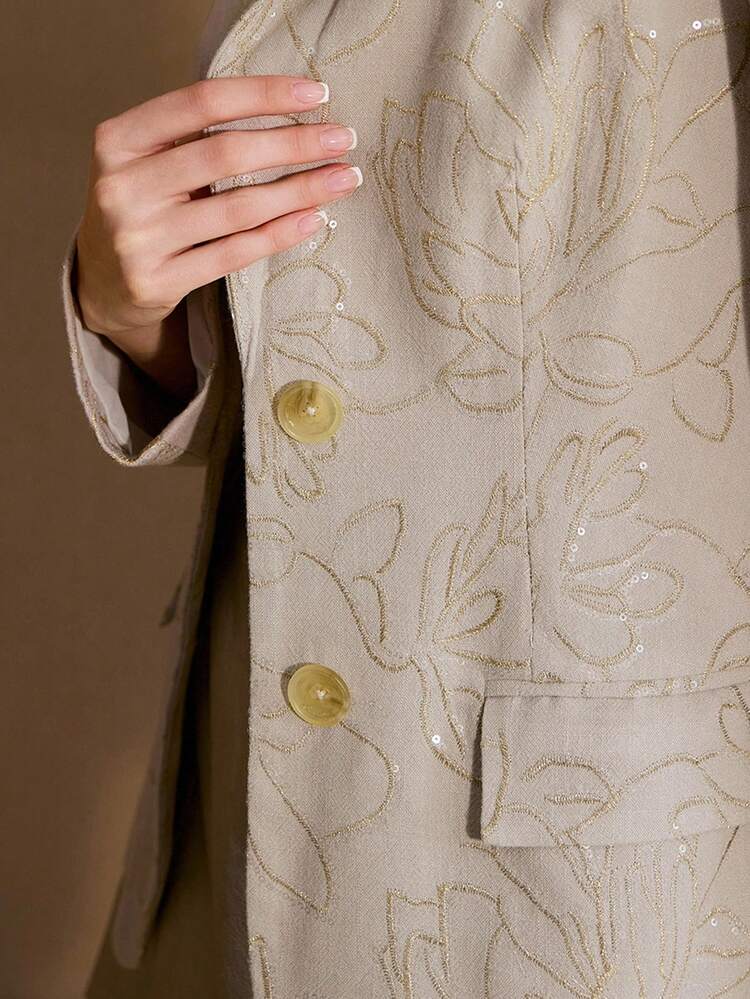 JACQUARD SEQUIN ELEGANT WOMEN BLAZER