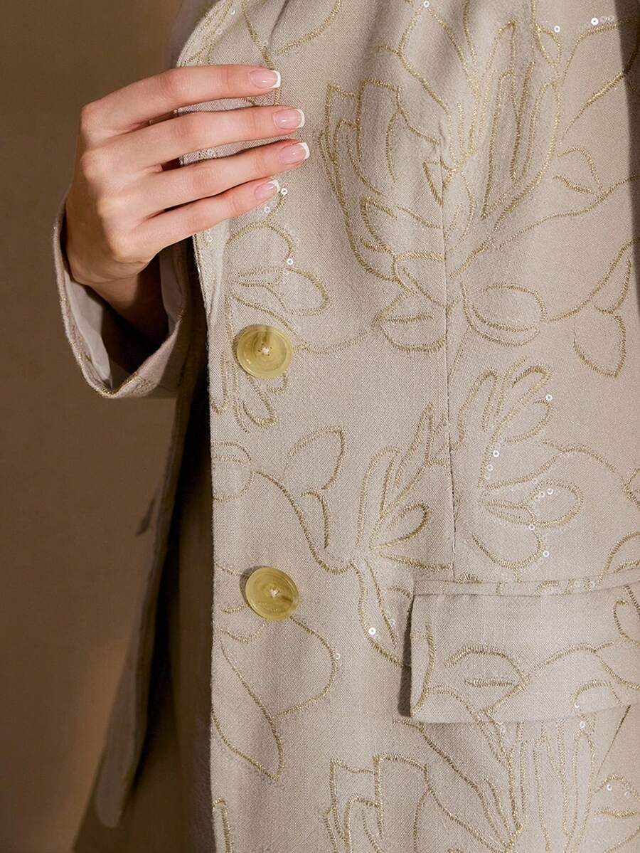 MOTF PREMIUM JACQUARD SEQUIN ELEGANT WOMEN BLAZER