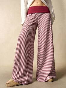 Bohemela 波西米亚风条纹喇叭裤，女士休闲装，适合春季、夏季、情人节、音乐节、派对等场合。 - 紅色 - 查看 3