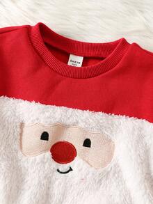 SHEIN Set de 2 piezas Sudadera de manga larga y pantalón jogger con estampado de dibujos animados lindos para bebé niño/niña en Navidad, ropa unisex para bebé, ropa de invierno para bebé, conjunto de Navidad