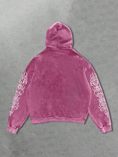 Goth Sweat-shirt à capuche imprimé flocons de neige noirs pour hommes, sans poches