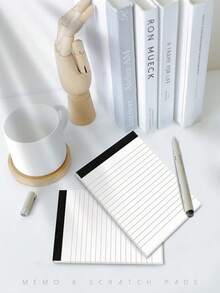 SHEIN 5PCS Set 3X5 Inch Lined Memo Pads Writing Notebooks 30 Sheets Each Multi Purpose For School Office Supplies Study Work Stationery Essentials - White - View 11