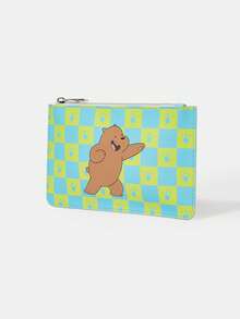 We Bare Bears X SHEIN 1个绿色格子时尚便携大容量卡零钱包 - 綠色 - 查看 4