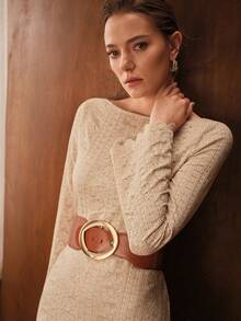 MOTF PREMIUM LACE FLARE SLEEVE DRESS - Khaki - View 2