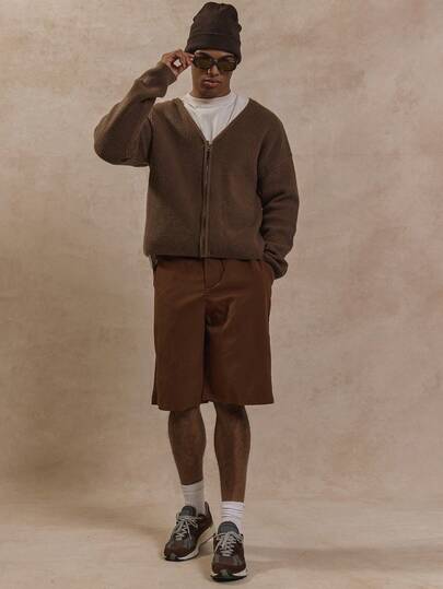 Musero Men Oversized Tailored Elasticated Linen Longline Shorts Co-Ord Bottom Only Summer Street Style Holiday Vacation Casual