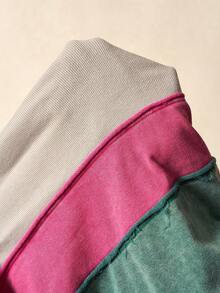 Bohemela Áo nỉ dệt kim chắp vá dài tay rộng rãi thời trang thu đông cho nữ - Nhiều màu - Xem 9