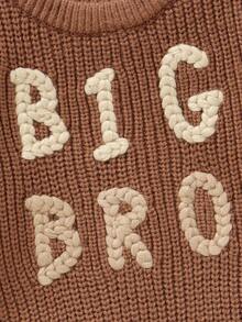 男婴棕色套头毛衣，圆领长袖，绣有英文字母，时尚简约百搭设计，适合秋冬季穿着。 - 棕色 - 查看 4