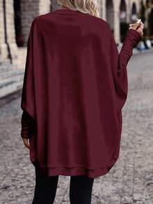 SHEIN Frenchy Casual Versatile Deep Maroon Solid Color Women's Thin Jacket, Suitable For Autumn/Winter, Versatile Style, Vintage Look Spring - Multicolor - View 2