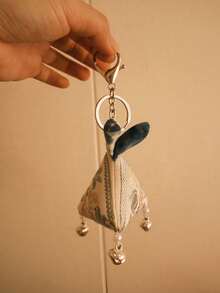 Handmade Embroidered Keychain - Folk Art Triangle & Circle Charm For Bag & Purse, Unique Gift - Multicolor - View 10