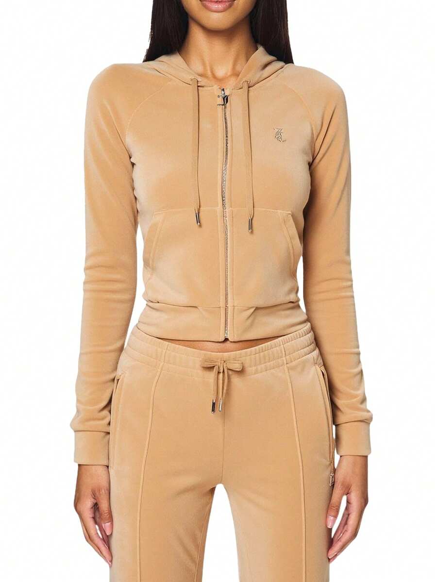 Juicy Couture Women's Full Zip Hoodie Beige - Beige - View 1