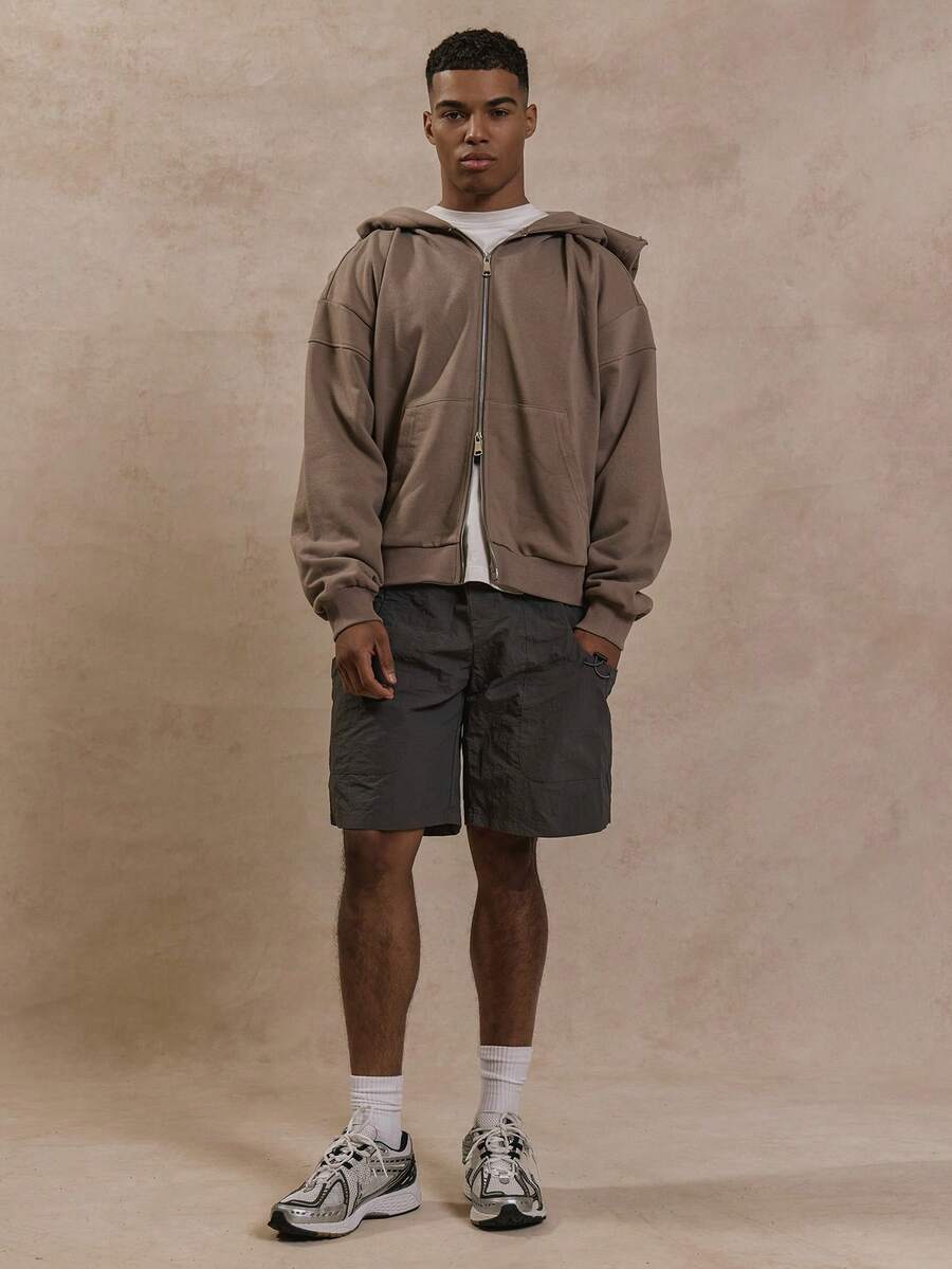 Musero 带腰带口袋细节的工装短裤，配有调节扣 - 深灰色 - 查看 1