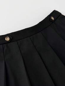 BASICS Tween Girl Tween Girl Casual Everyday Versatile Comfortable Pleated Solid Woven Mini Skirt - Black - View 3