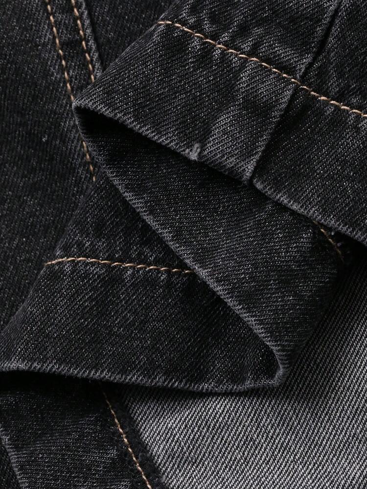 Women's Casual Washed Pocket Belt Denim Dress, Autumn
