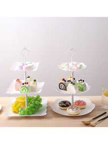 多层欧式甜点托盘、蛋糕架、甜品展示架 - 白色1PC - 查看 2