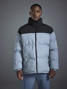 Driftmere Áo khoác mùa đông nam, thiết kế phối màu tương phản, chất liệu dày dặn, thời trang hàng ngày, mùa thu, phối màu tương phản, áo khoác thể thao mùa đông thường ngày, ấm áp. - Màu xanh lam - Xem 10