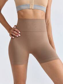 Loungeista 1 chiếc quần short định hình eo cao giúp kiểm soát vòng bụng cho nữ, quần short yoga không đường may, quần legging thích hợp cho chạy bộ và thể thao. - màu nâu - Xem 6