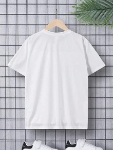 SHEIN Tween Boy Loose Casual Round Neck Luminous Print Short-Sleeved T-Shirt