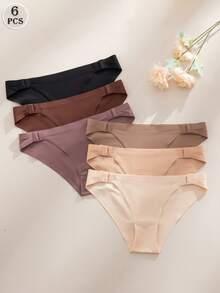 6pcs/Set Adjustable Front Clasp Fashionable & Comfortable Seamless Women's Panties, Suitable For Daily Wear - Multicolor - View 3