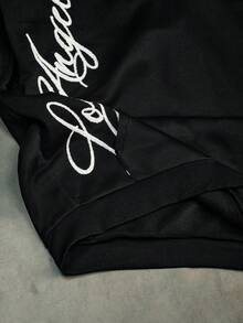 AXEPEAK Men's Autumn And Winter 2 Pieces Sweatshirt Set With English Letters Embroidered Towel And Drawstring Design - Black - View 8