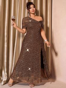 Cravure Robe d'épaule en maille métallique de nouvelle mode pour femmes grandes tailles