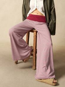Bohemela 波西米亚风条纹喇叭裤，女士休闲装，适合春季、夏季、情人节、音乐节、派对等场合。 - 紅色 - 查看 6