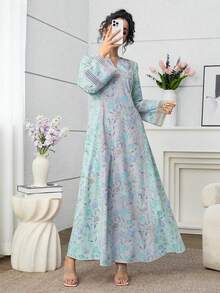 Yasmyna Vestido holgado y de moda con parches de encaje floral romántico para mujeres