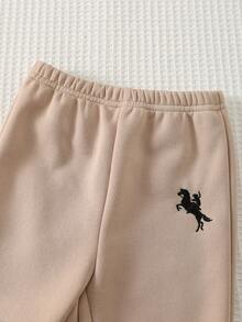 Cozy Pixies Bộ 3 áo nỉ len mềm mại có mũ trùm đầu màu trơn cho bé trai, quần cạp chun và áo vest không tay có đệm, họa tiết ngựa, thích hợp mặc trong nhà, ngoài trời thường ngày, trượt tuyết vào mùa thu/đông - Nhiều màu - Xem 7