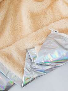 SHEIN Áo khoác dài tay có mũ trùm đầu phong cách đường phố cổ điển cho bé gái 1 chiếc áo khoác lông ấm áp cho bé gái - Nhiều màu - Xem 4