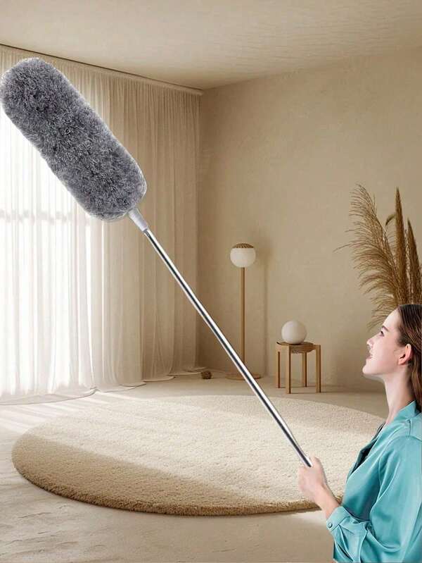 1 pièce Plumeau en microfibre, plumeau en plumes extensible (acier inoxydable) de 63 à 142 cm, plumeau réutilisable et pliable, plumeau lavable pour nettoyer les ventilateurs de plafond, les hauts plafonds, les stores, les meubles, les voitures