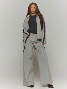 MUSERA Straight Leg Side Stripe Track Pants Only Winter Streetwear Cool Night Out Everyday Sexy - Grey - View 1
