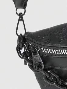 ROMWE Grunge Punk Nova tudo-em-um moda bolsa de peito retro personalidade bolsa crossbody versão coreana - Preto - Ver 4