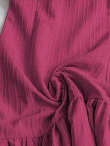 EMERY ROSE Váy ngắn thường ngày dệt hở lưng buộc dây không tay dáng chữ A viền bèo nhún cho nữ mùa hè - Hồng - Xem 6