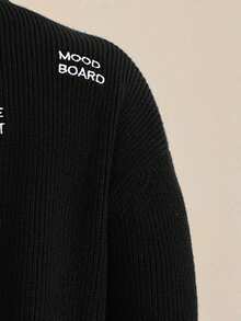 SWAVVY Men's Casual Loose Fit Crew Neck Long Sleeve Knit Sweater - Black - View 7