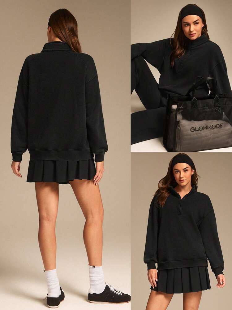 Bluza z polaru Frosted Comfort Soft Warm Acid Wash Luźny krój Bluza z zamkiem błyskawicznym na jesień i zimę Na zewnątrz Codzienny strój na co dzień