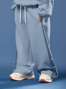 SUMWON Girls Essentials Cinched Hoodie Wide Leg Sweatpant Co-Ord Set Casual Tracksuit Vacation - Blue - View 4