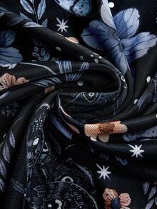 ROMWE Chân váy đa năng họa tiết bướm và bướm đêm cổ điển Fairycore dành cho nữ - Nhiều màu - Xem 4