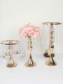 10件套户外婚礼餐桌中心装饰品，仿真花瓶，金色花卉摆件，多功能金属花架，优雅婚礼中心装饰花瓶，水晶花架，适用于婚礼、宴会、餐厅、酒店装饰、圣诞节等场合。 - 金色 - 查看 2