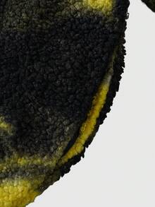 ROMWE MEN Street Life Áo khoác nhuộm loang cổ cao có khóa kéo ấm áp thường ngày cho nam, mùa đông - Màu vàng - Xem 4