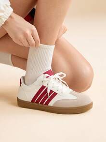 CUCCOO EASI 女士圆头休闲百搭运动鞋 - 紅白色 - 查看 9