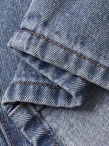 DAZY Quần jeans ống rộng cạp cao phong cách thường ngày Y2k dành cho nữ mùa thu - Màu xanh lam - Xem 7