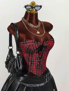 Amplova Áo croptop ống màu đỏ phối chéo phía trước dành cho nữ, thích hợp cho Giáng sinh và Ngày Valentine, năm mới. - Nhiều màu - Xem 8